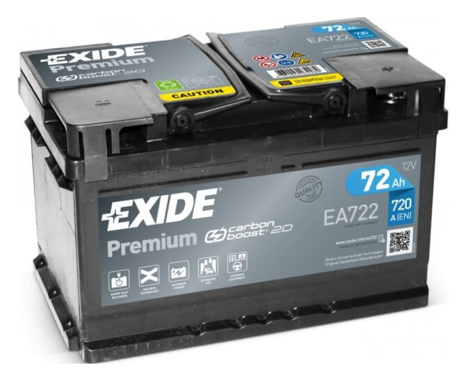 Exide Premium 12V 72Ah 720A EA722