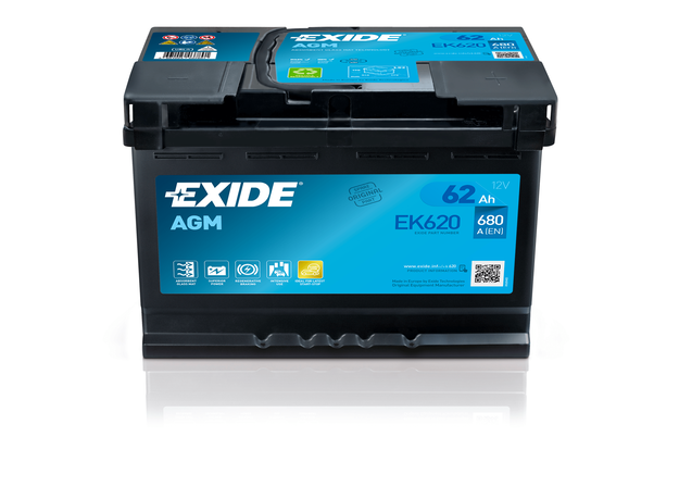 Exide Start-Stop AGM 12V 62Ah 680A EK620