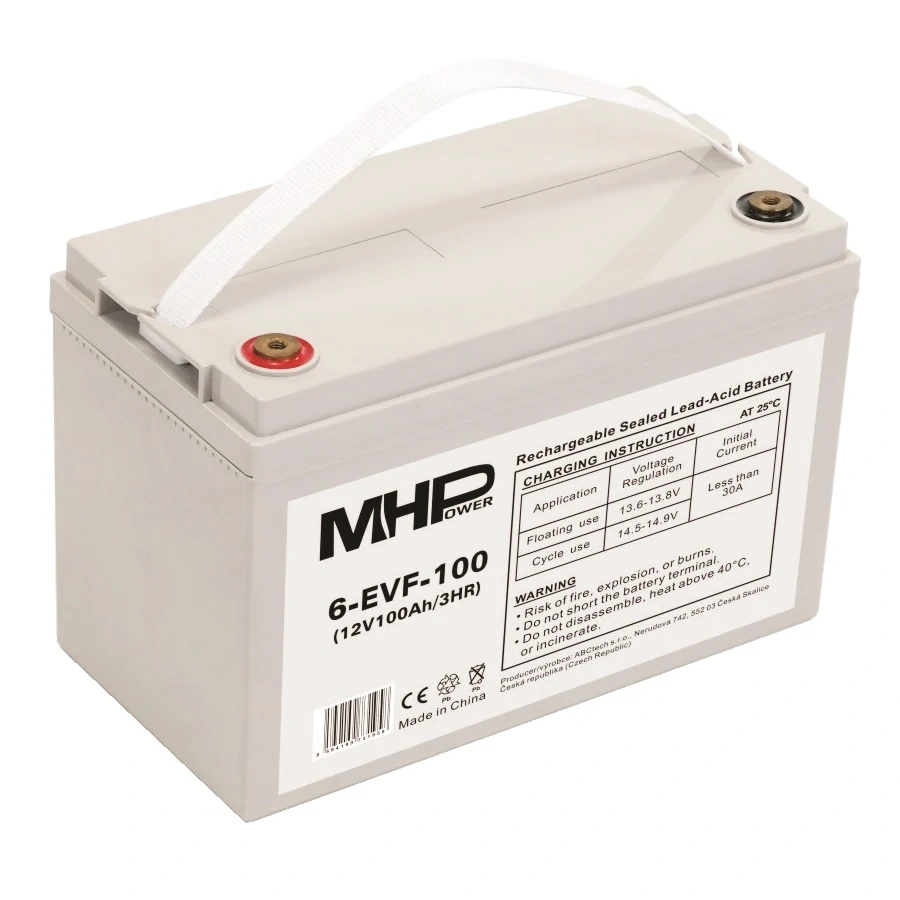 MHPower 6-EVF-100 Trakční gelová baterie 12V/100Ah, Terminál T3 - M8, Deep Cycle