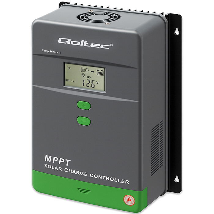 Solární regulátor Qoltec MPPT s teplotním senzorem 80A | 12V / 24V / 36V / 48V | LCD | Bluetooth | Aplikace | Gel | LiFePO4