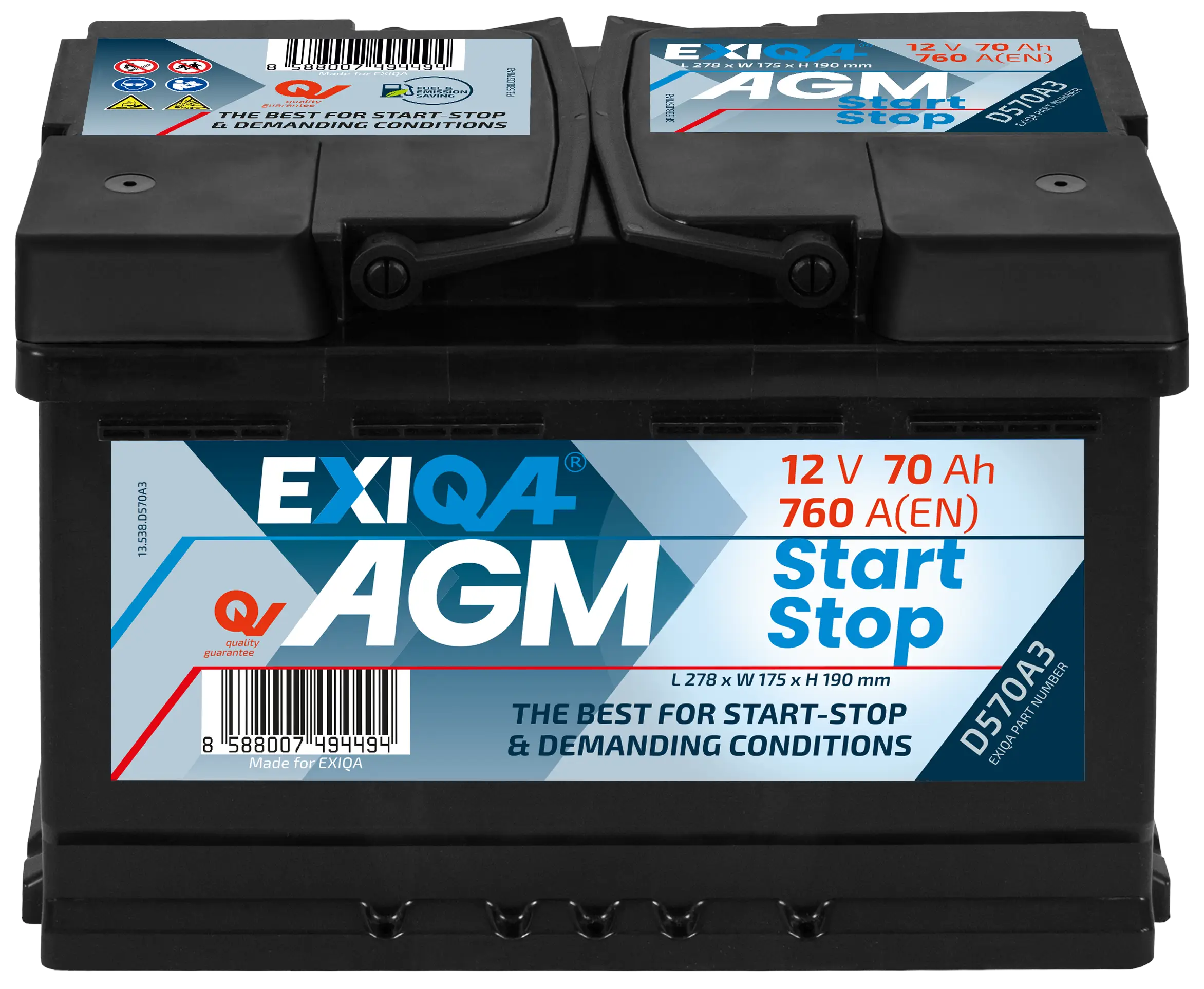 Autobaterie EXIQA AGM Start-Stop 70Ah 760A