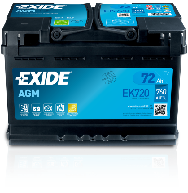Exide Start-Stop AGM 12V 72Ah 760A EK720
