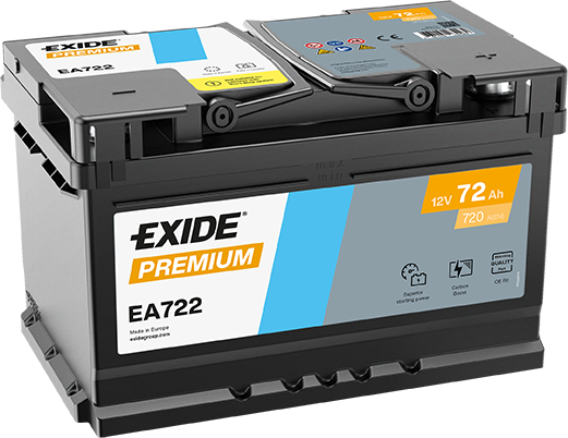 Exide Premium 12V 72Ah 720A EA722