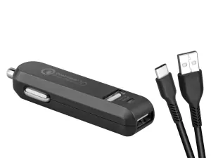 AVACOM CarMAX 2 nabíječka do auta (USB-C kabel), 2x Qualcomm Quick Charge 2.0, černá