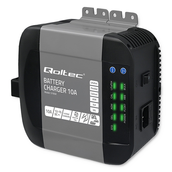 Inteligentní monolitní nabíječka Qoltec 10A 12V