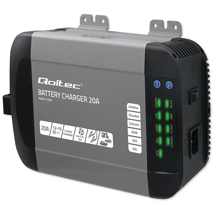 Inteligentní monolitní nabíječka Qoltec 20A 12V