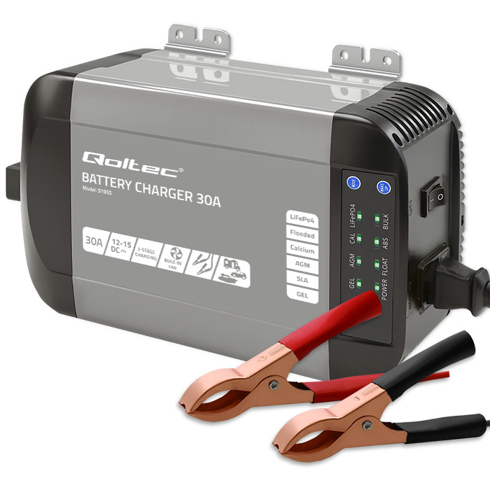 Inteligentní profesionální monolitní nabíječka Qoltec 30A 12V