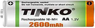 Nabíjecí tužková baterie NiMH AA 1,2V/2600mAh TINKO
