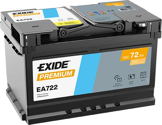 Exide Premium 12V 72Ah 720A EA722