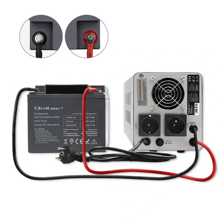 Záložní zdroj Qoltec UPS Pure Sine Wave | 500VA | 350W | konstantní fáze | Šedá
