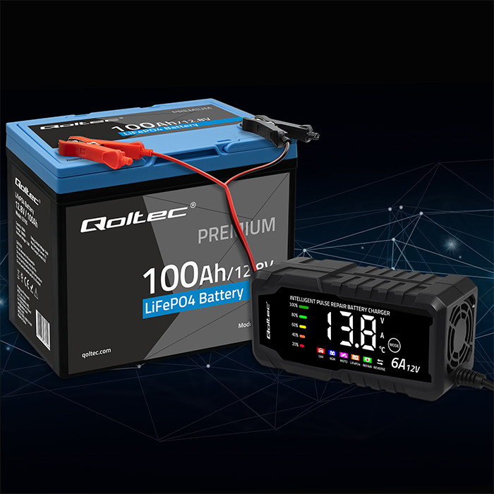 Lithium-železitý fosfátový akumulátor Qoltec LiFePO4 100 Ah BMS