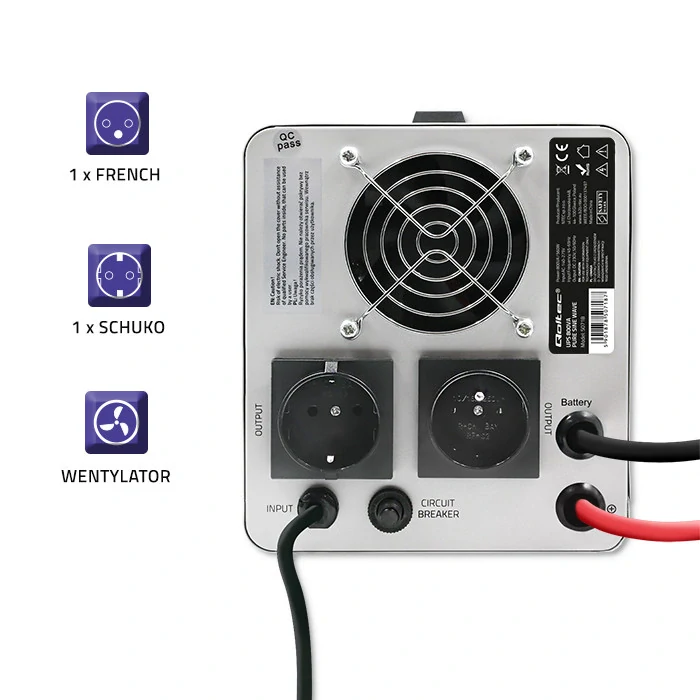 Záložní zdroj Qoltec UPS Pure Sine Wave | 800VA | 560W | konstantní fáze | Šedá