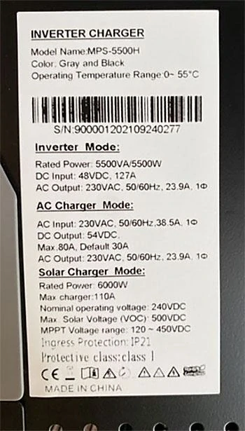 Hybridní měnič napětí MPS-5500H, 5,5kW/48V