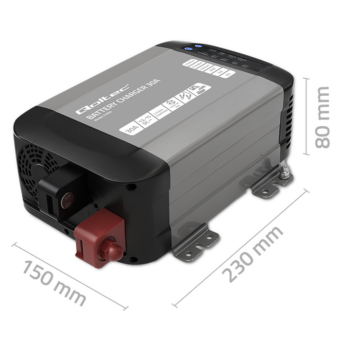 Inteligentní profesionální monolitní nabíječka Qoltec 30A 12V