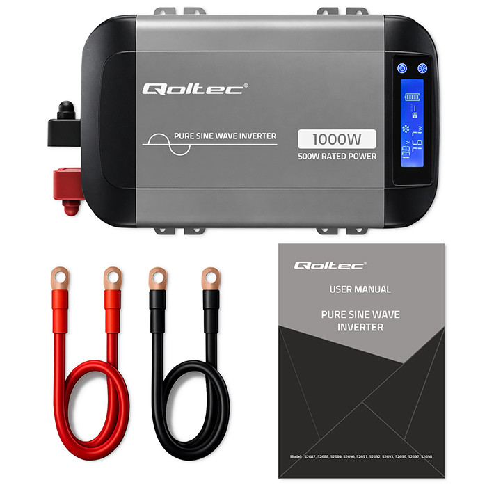 Měnič napětí Qoltec Čistá sinus 12V na 230V , 500/1000W