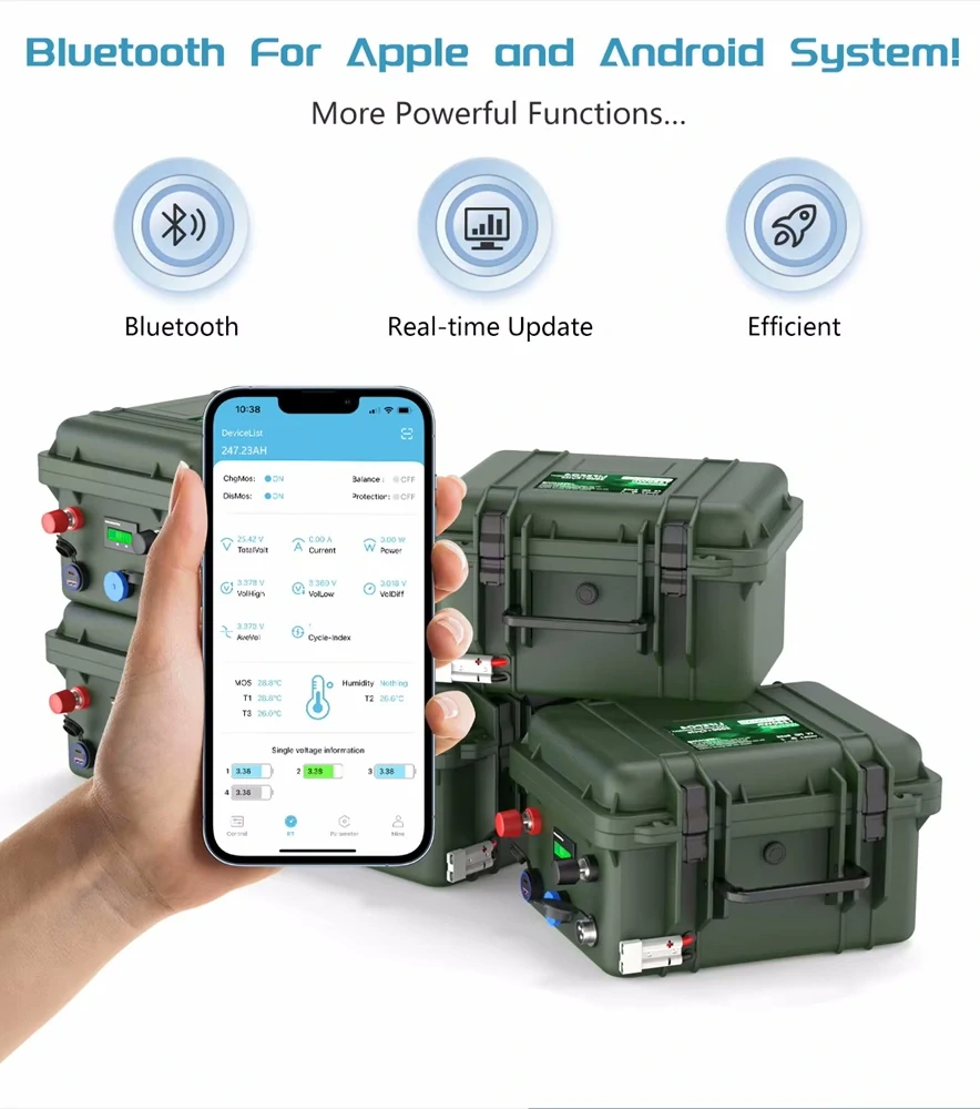 MHPower L200-12-OUT LiFePO4 baterie 12V 200Ah, outdoor, Bluetooth