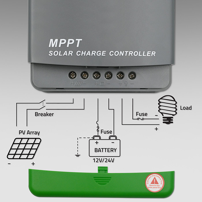 Solární regulátor Qoltec MPPT s teplotním senzorem 80A | 12V / 24V / 36V / 48V | LCD | Bluetooth | Aplikace | Gel | LiFePO4